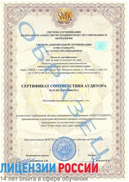 Образец сертификата соответствия аудитора №ST.RU.EXP.00006191-1 Подольск Сертификат ISO 50001